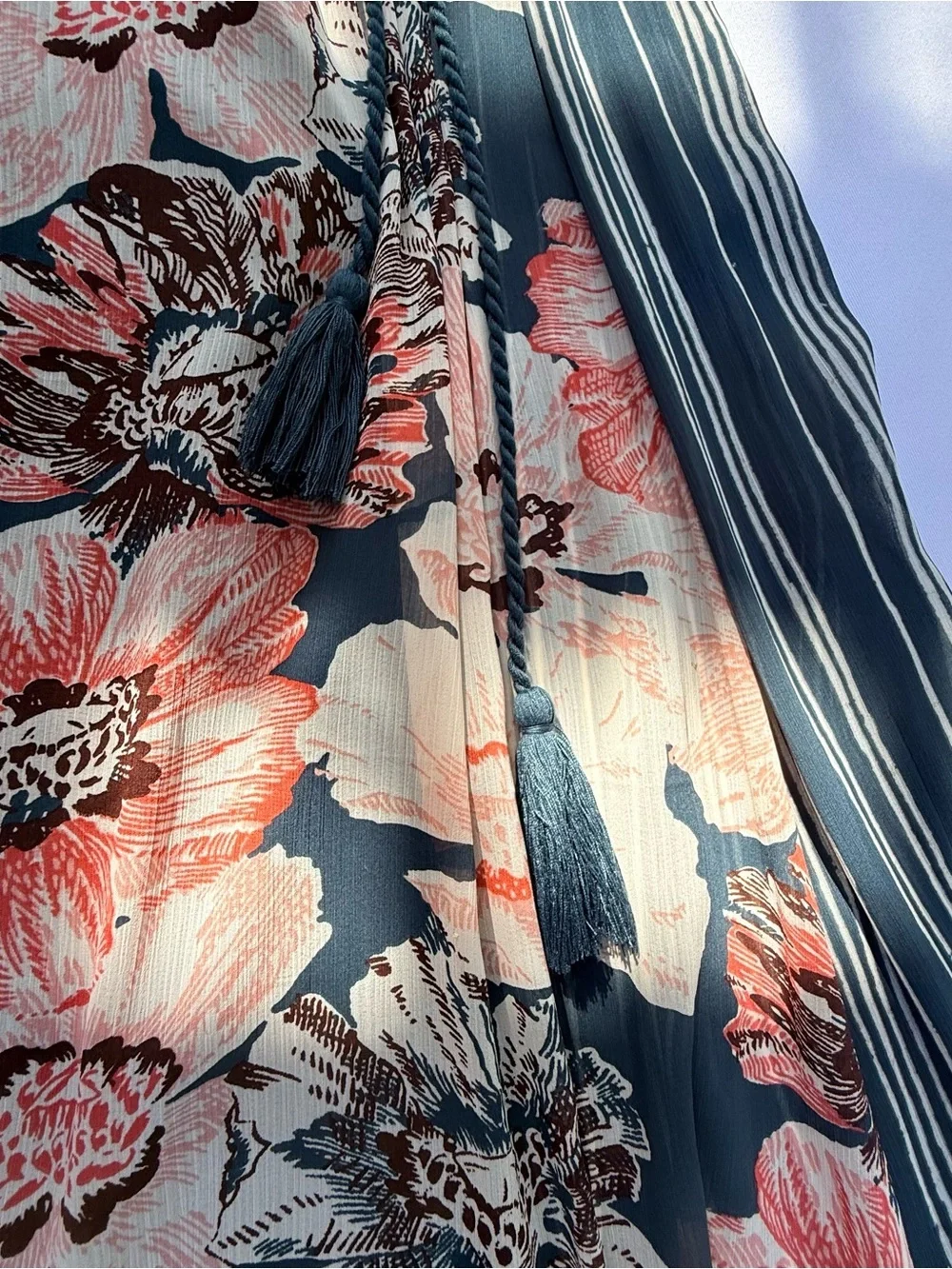 Abercrombie Floral Striped Boho Maxi Dress Small Green - Picture 6 of 10